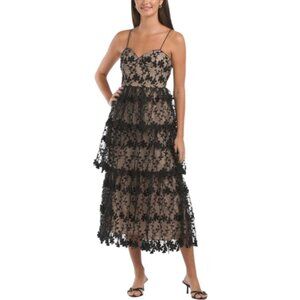 ENDLESS ROSE Crochet Layered Midi Dress